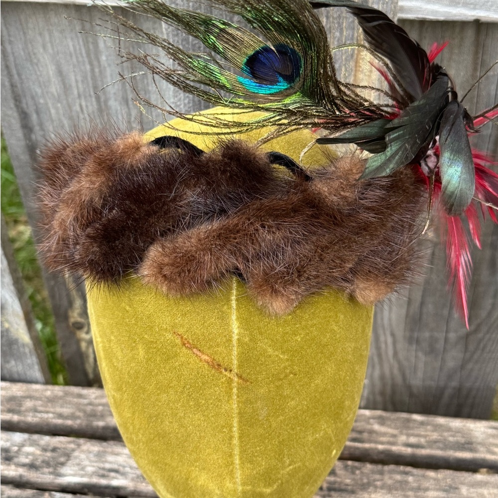Vintage Stunning 1950’s 1960’s Mink Feathered Headband